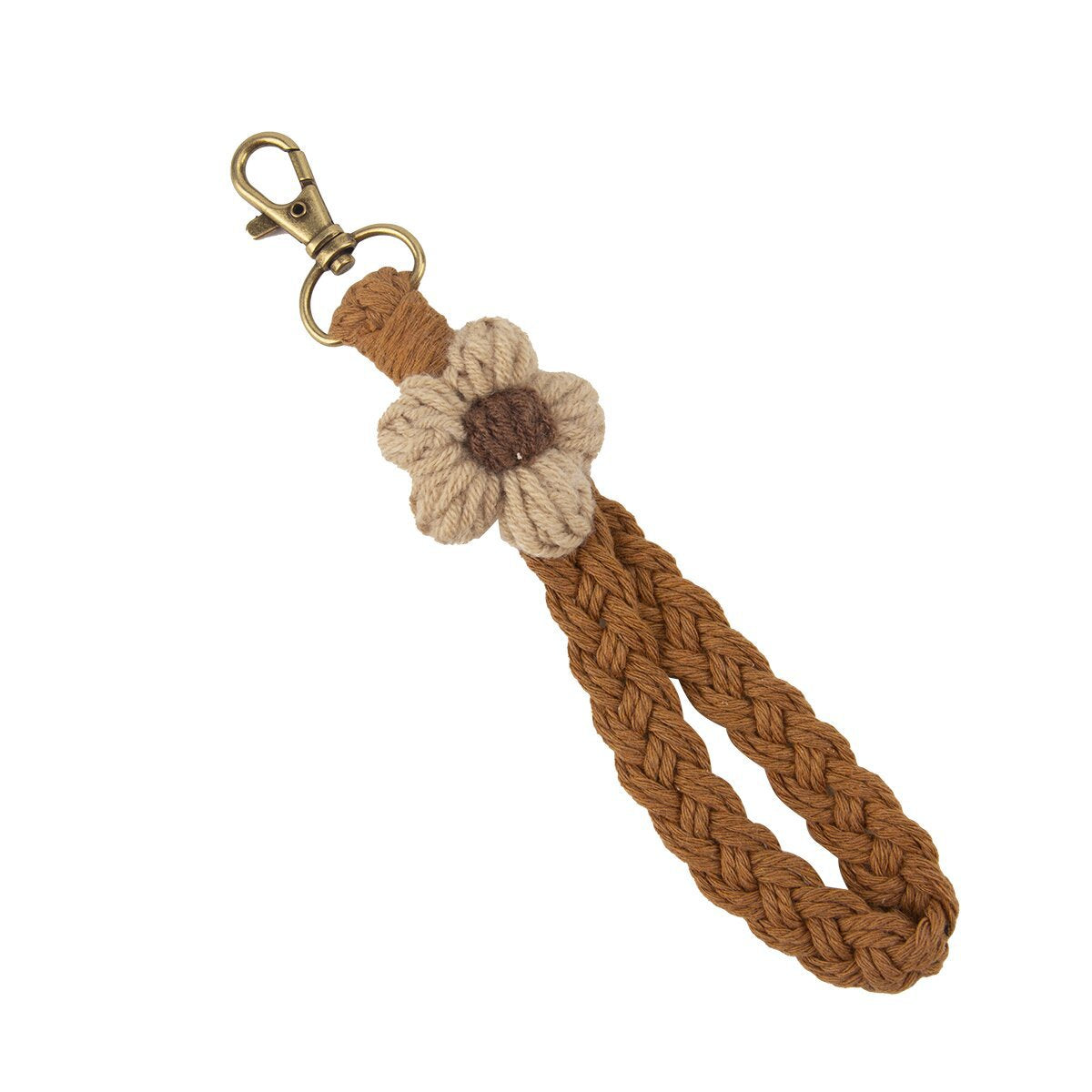 Wholesale Flower Handmade Woven Cotton Rope Keychains